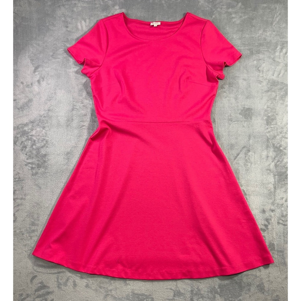 Talbots Womens Pink Ponte Knit Fit and Flare Short Sleeve Dress Size 12 VN259